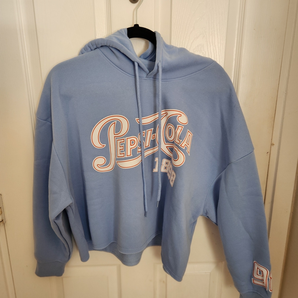 Pepsi-Cola Blue Hoodie Women's Size Medium NWT Cropped